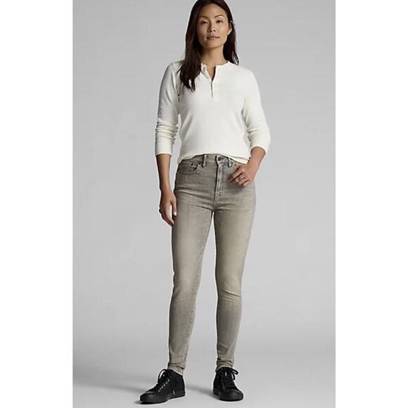 Ralph Lauren Double RL Denim - Ralph Lauren Double RL RRL Stretch High Skinny Distressed Grey Jeans 30 Denim